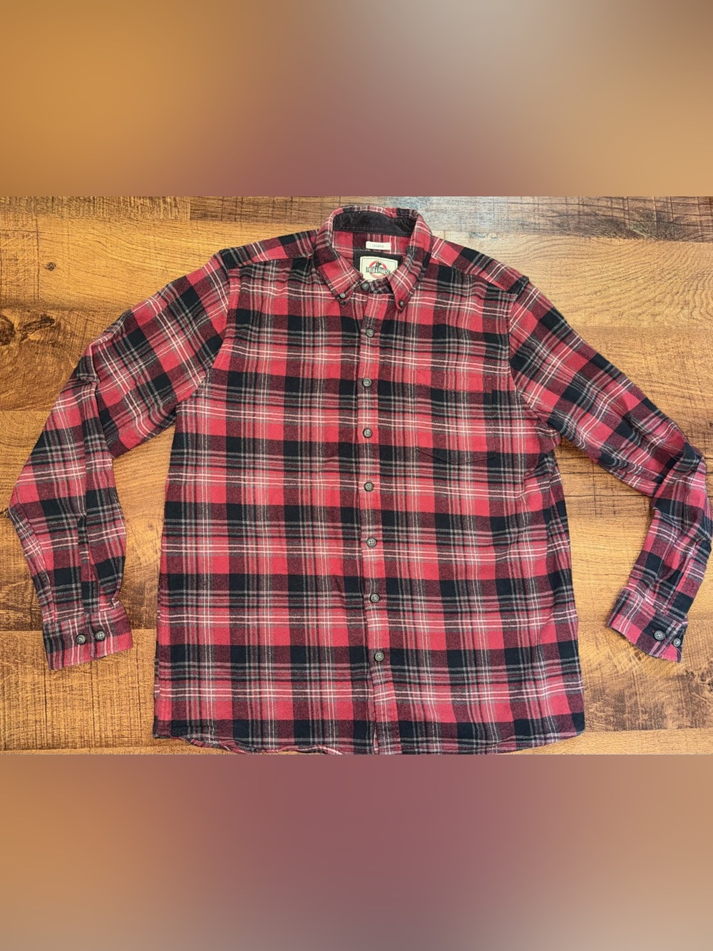 Field and Forest Men's Red and Black Plaid Button-Down Shirt XLT